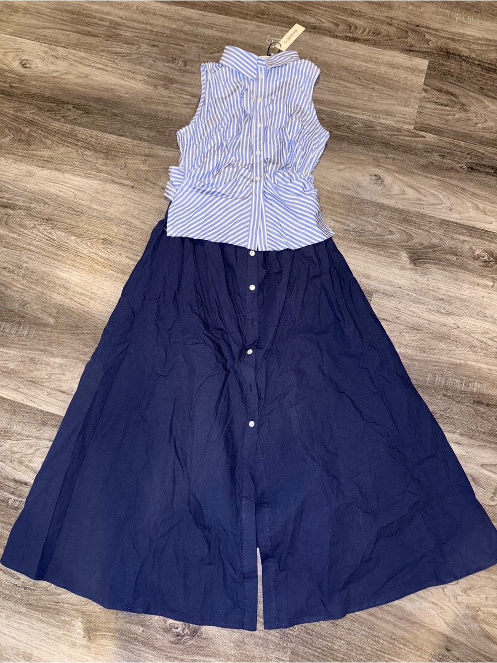 Commense Sleeveless Striped Tie back Patchwork Midi Maxi NWT Large Sailor look - Picture 6 of 7